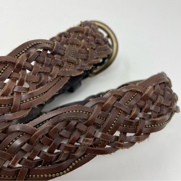 Abercrombie & Fitch Brown Leather Woven Belt XS S - Picture 4 of 6